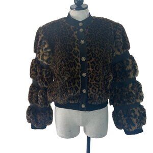 Antony Moorcroft Vintage Womens Jacket Size Medium Brown Faux Fur Leopard